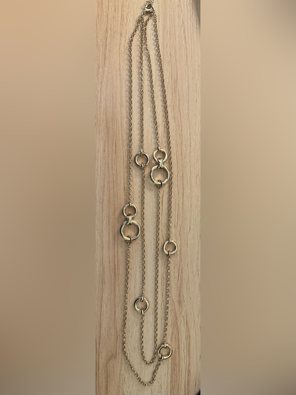 Talbots Gold-Tone Long Layered Circle Link Necklace